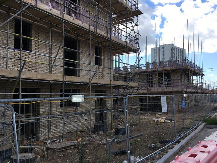 Double row erected scaffold