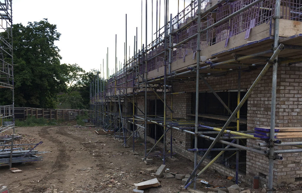 scaffold erected using couplers and tubes