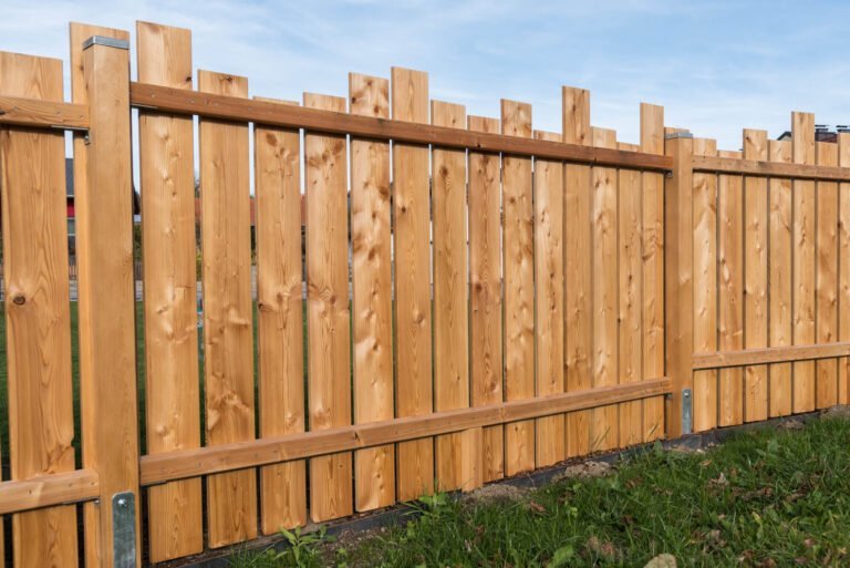 Brown wooden garden fence