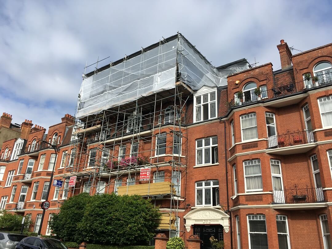 roof scaffolding on a terraced house