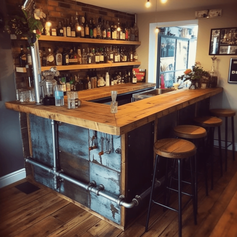 bar built from reclaimed scaffold boards